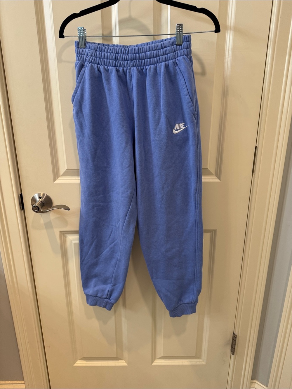 Nike Kids Blue Fleece Joggers with White Logo